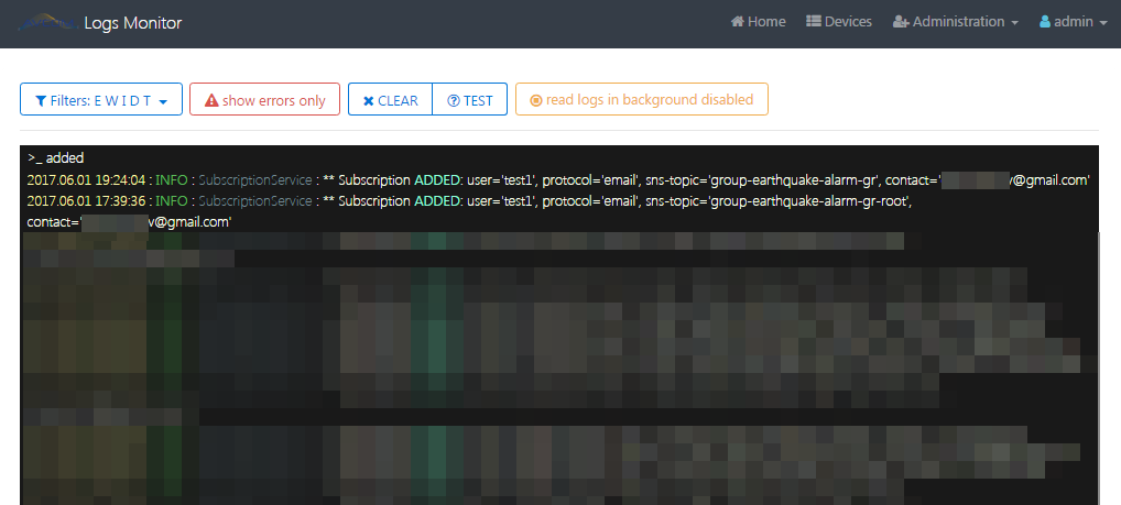 Online Logging Monitor with Filtering